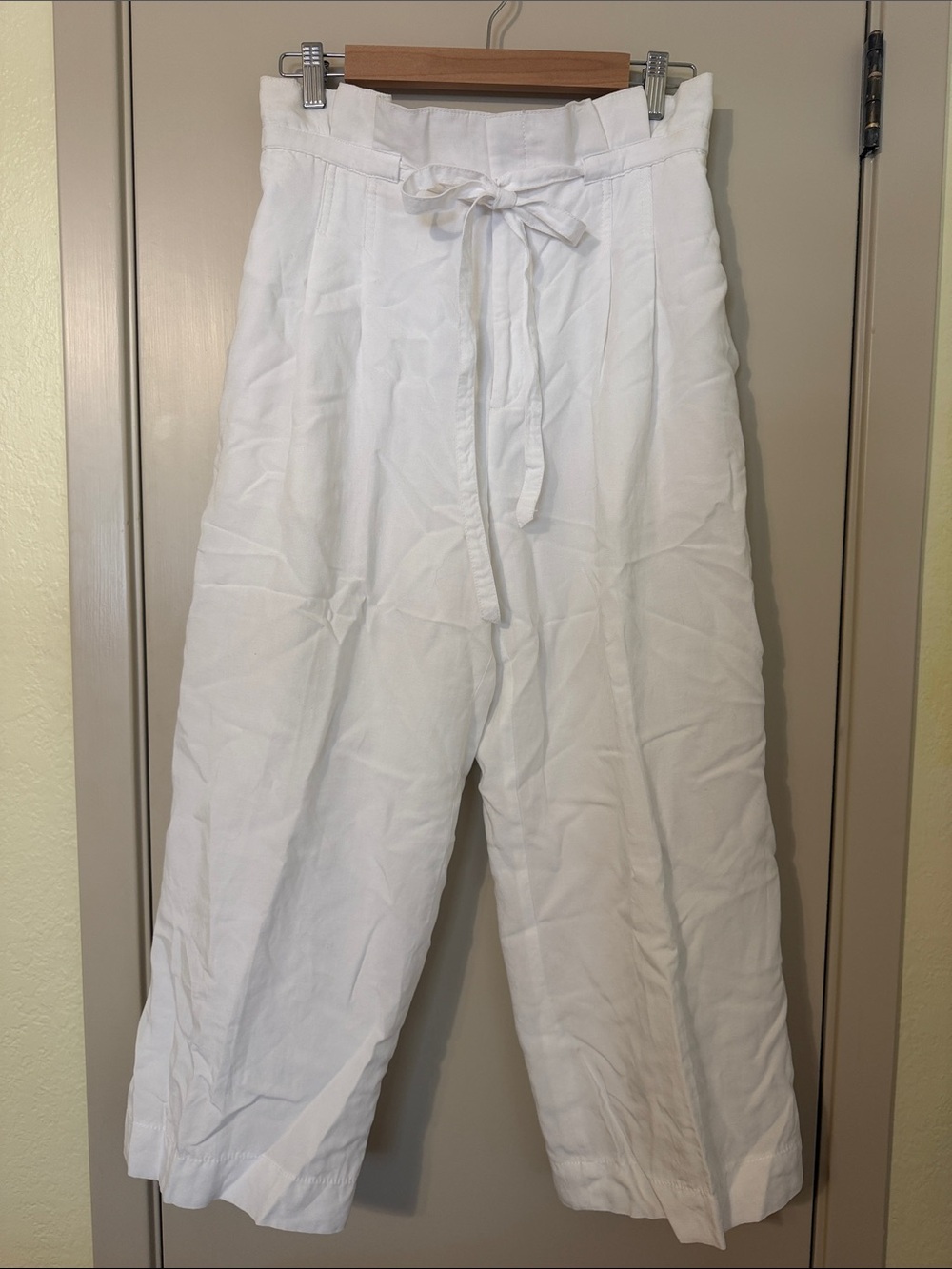 Club Monaco White Tie-Waist Wide Leg Pants